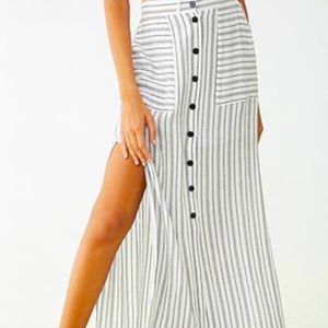 Striped button down skirt